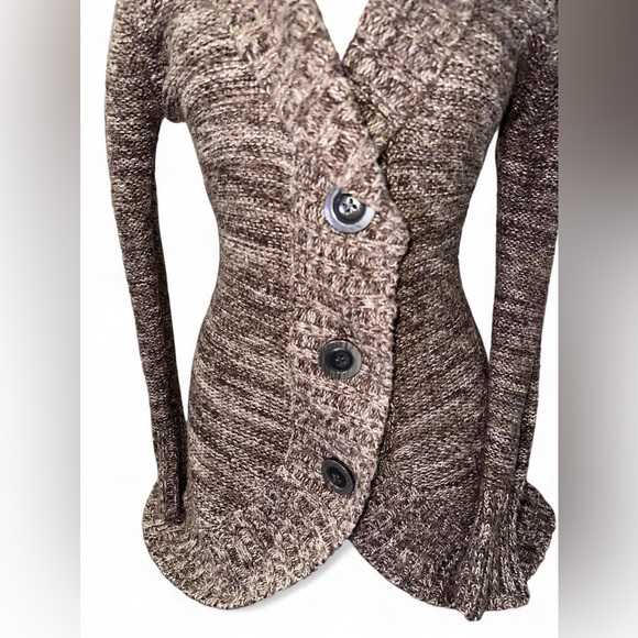 Y2K Kiss It Brown Knit Cardigan with Button Closure - Picture 2 of 6